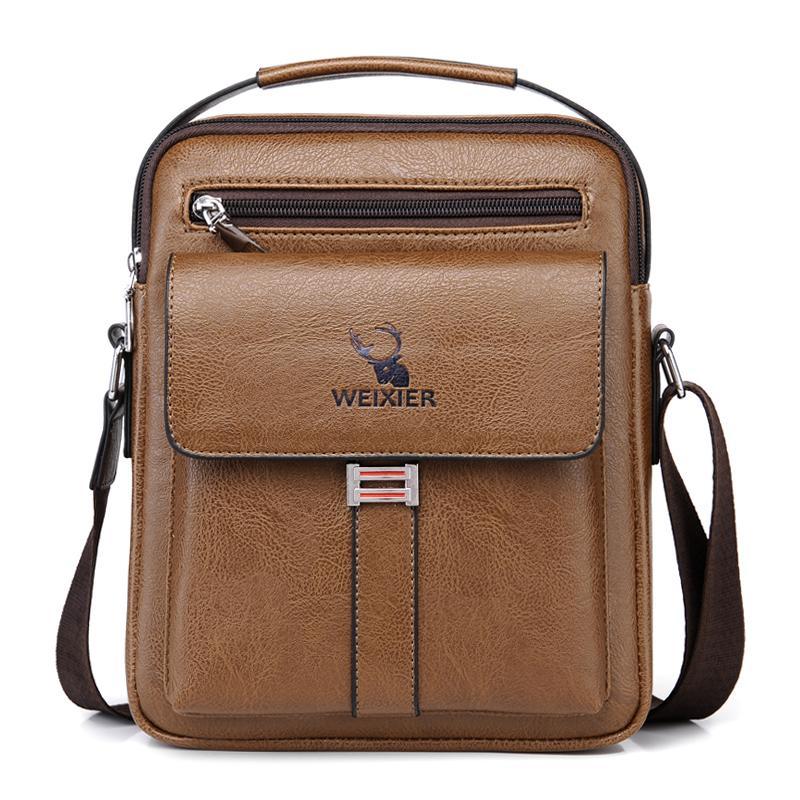 NEW Leather Messenger Crossbody Shoulder Bag for Men Work Business Casual Adjustable Straps With Metal Zipper