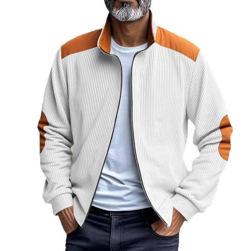 New Retro Stand Collar Zipper Cardigan Casual Jacket For Men