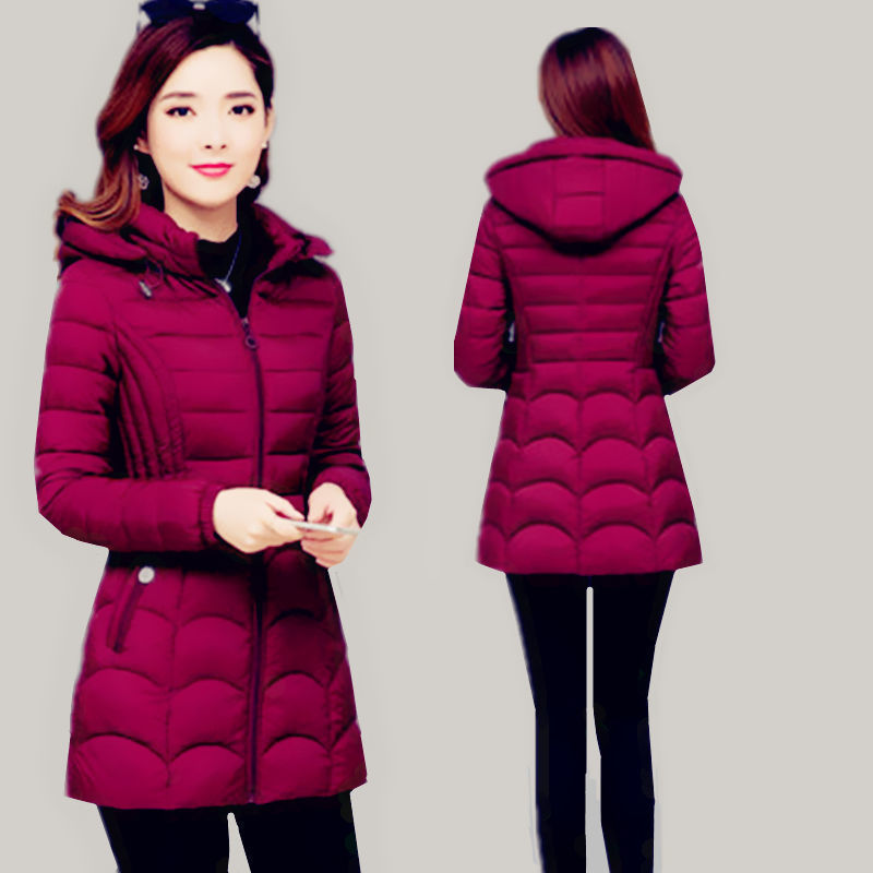 NEW Women's Mid-length Simple Slim-fit Figure Flattering Mid-length Cotton-padded Coat