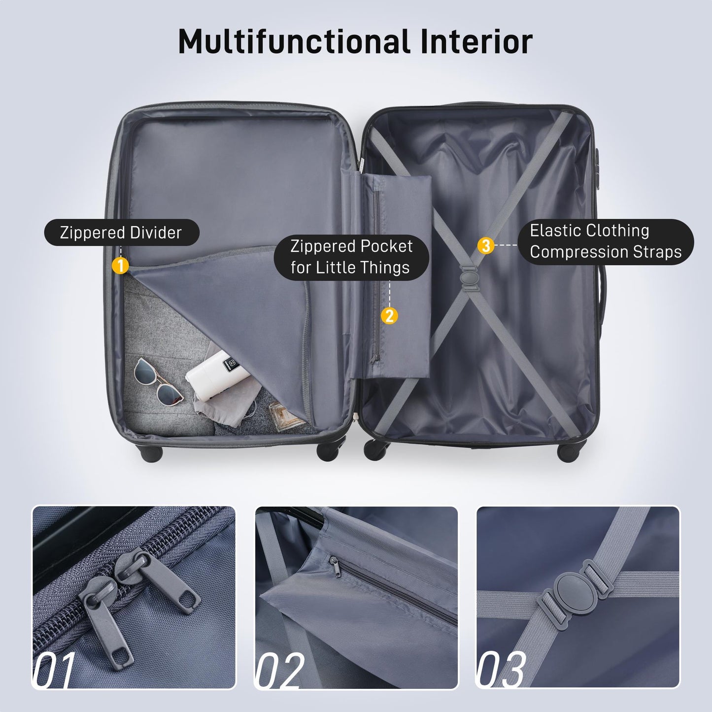 NEW Hardshell Suitcase Set Of 4 pc Luggage Case