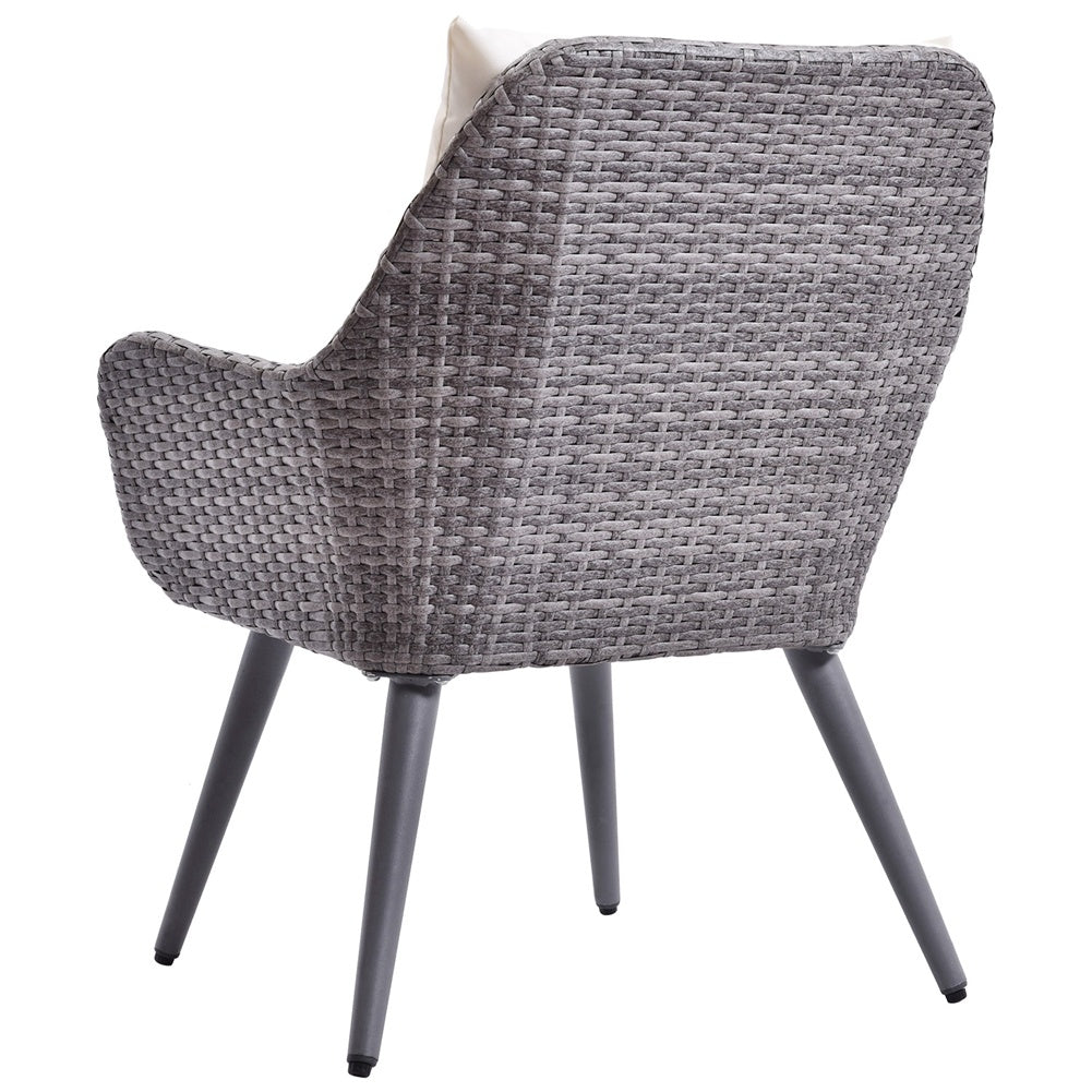 NEW Outdoor Wicker Dining Chair Rattan Accent Chair with Beige Cushion Patio Garden Furniture