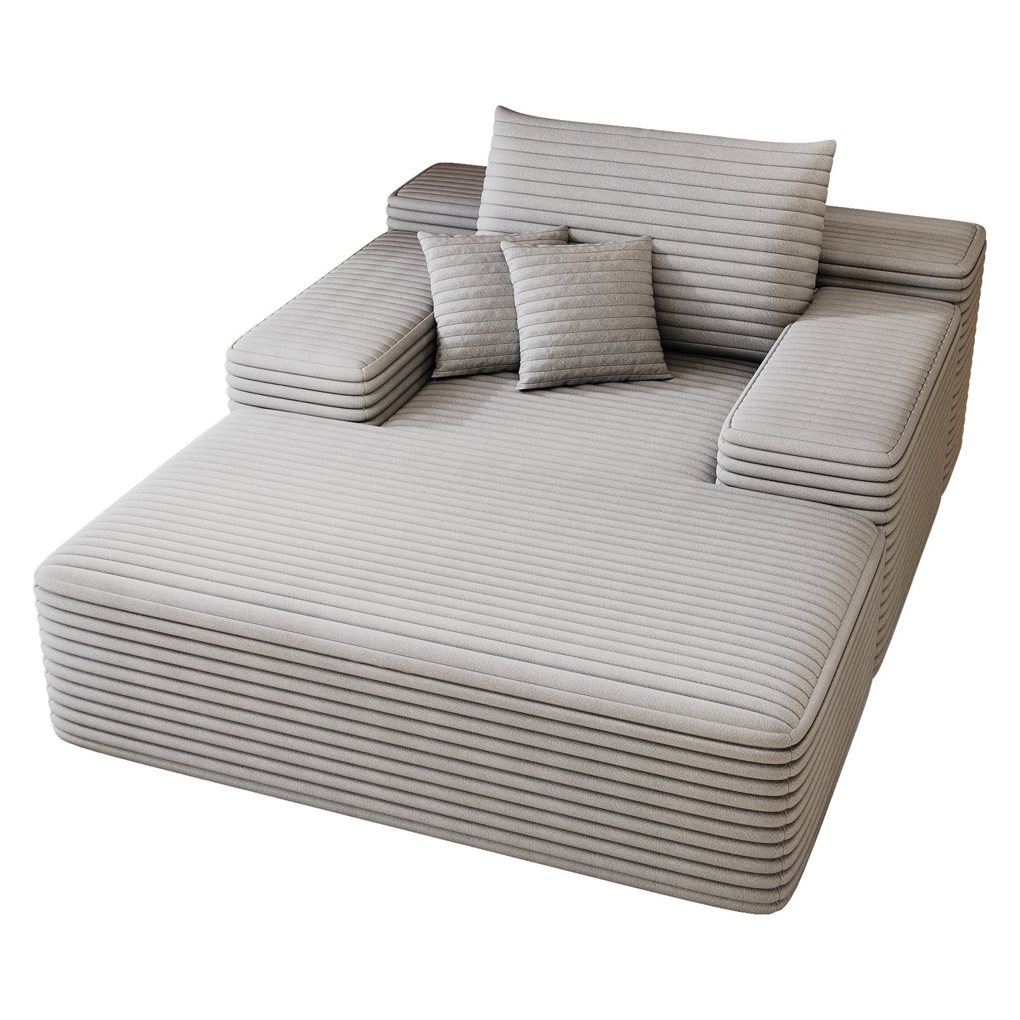 NEW 68'*51' Chaise Lounge Chair Indoor, Oversized Upholstered Sofa Bed, Sleeper Couch Reading Chairs Fluffy Plush Faux Fur Cloud Sofas Couches for Living Room,Grey