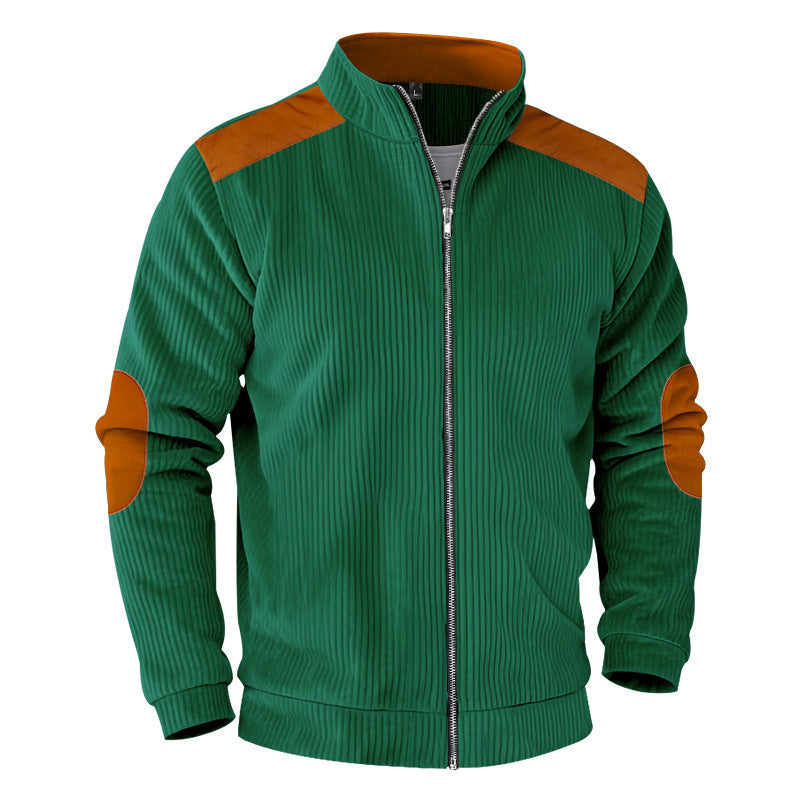 New Retro Stand Collar Zipper Cardigan Casual Jacket For Men
