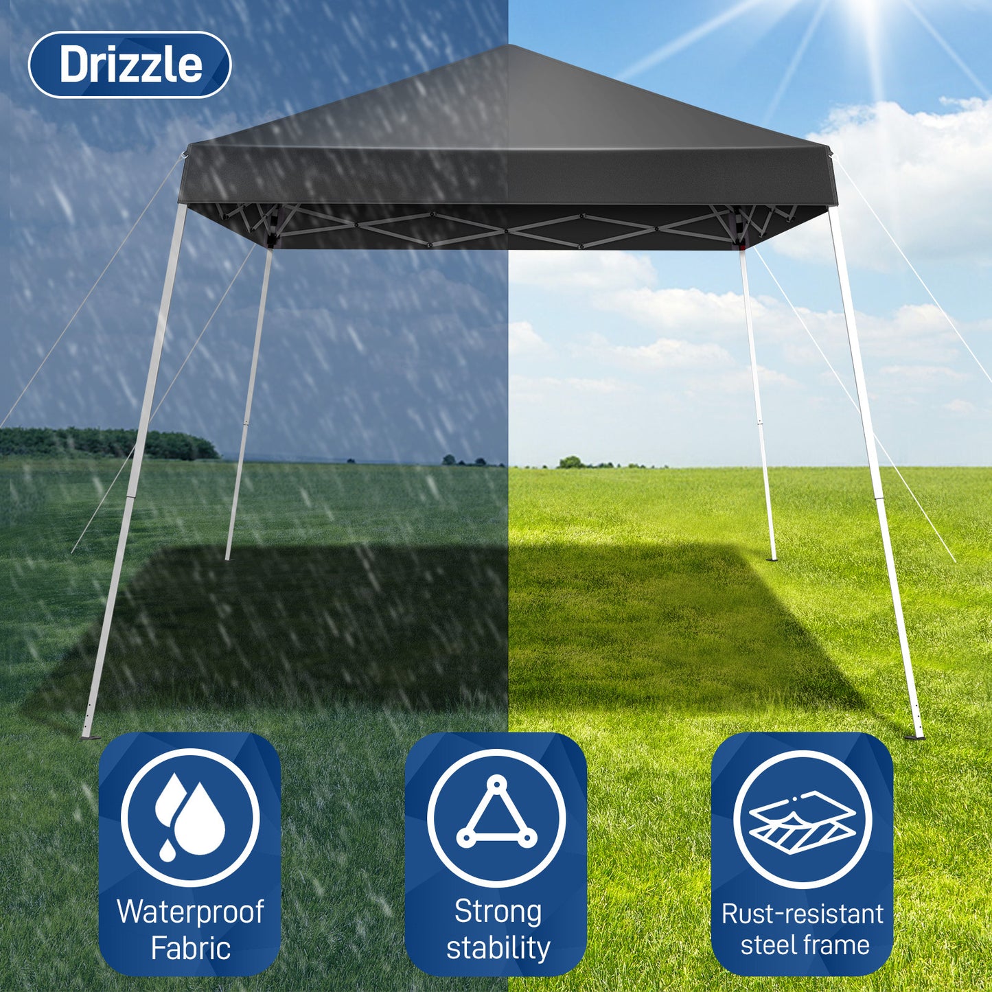 NEW 6X6ft Dark Gray Bevel No Enclosure Oxford Cloth Sprayed Iron Pipe Portable Folding Shed Shelter Tent