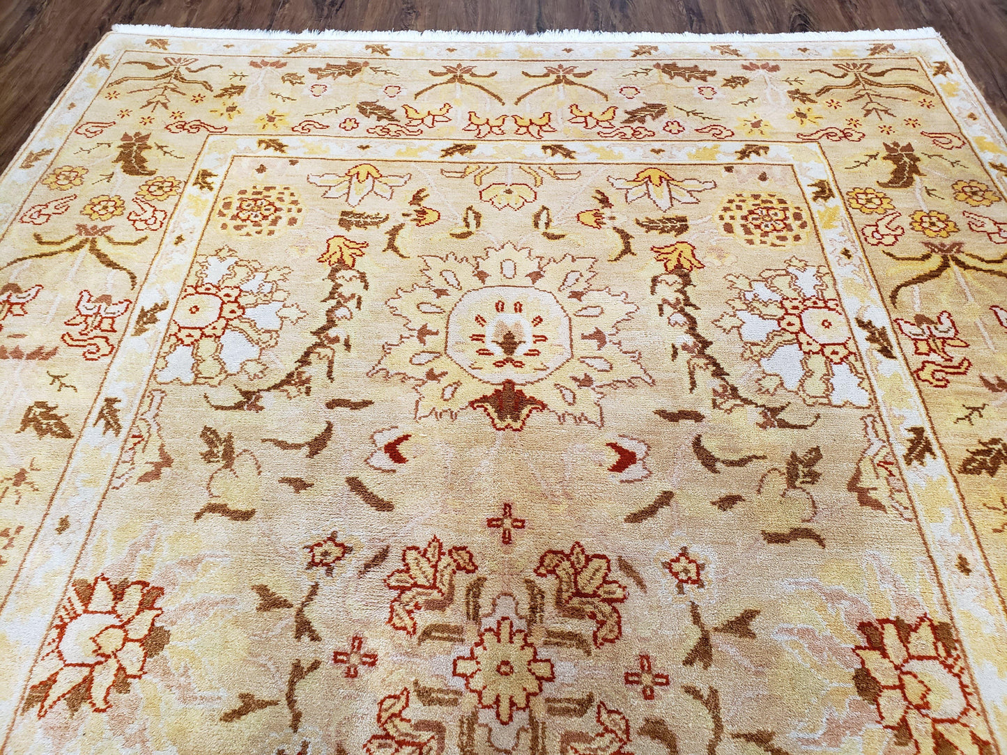 USED Vintage Turkish Oushak Area Rug 6x9, Wool Hand-Knotted