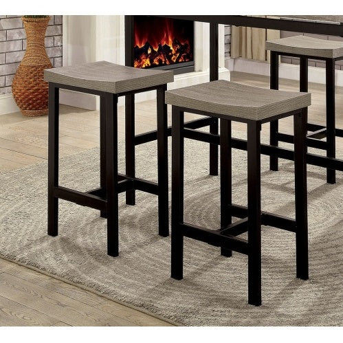 NEW 5 Pc Counter Height Table Set Two Tone Design Black Gray Dining Chairs Sturdy Metal Construction PVC Plastic Top Dining Room Furniture