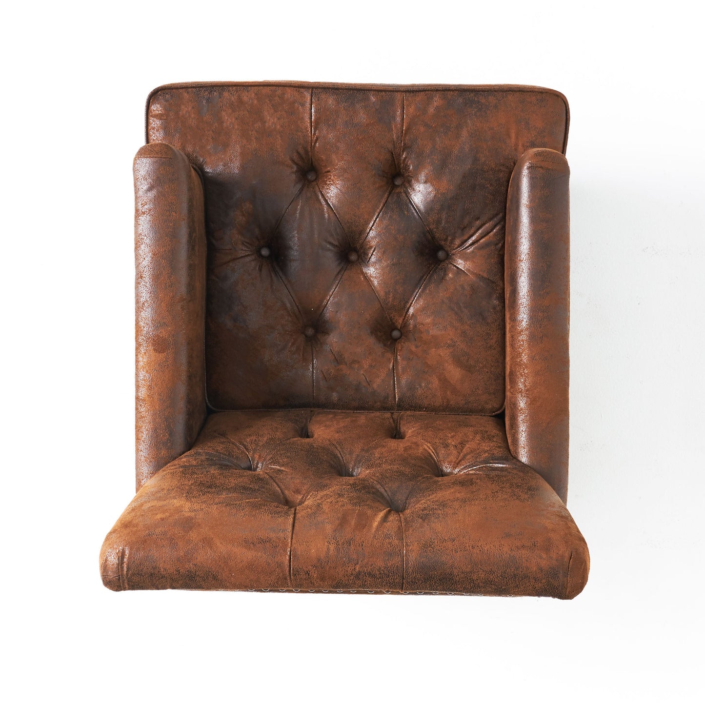 NEW Brown Vitality Club Chair with Button-tufted Diamond Stitching and Turned Legs
