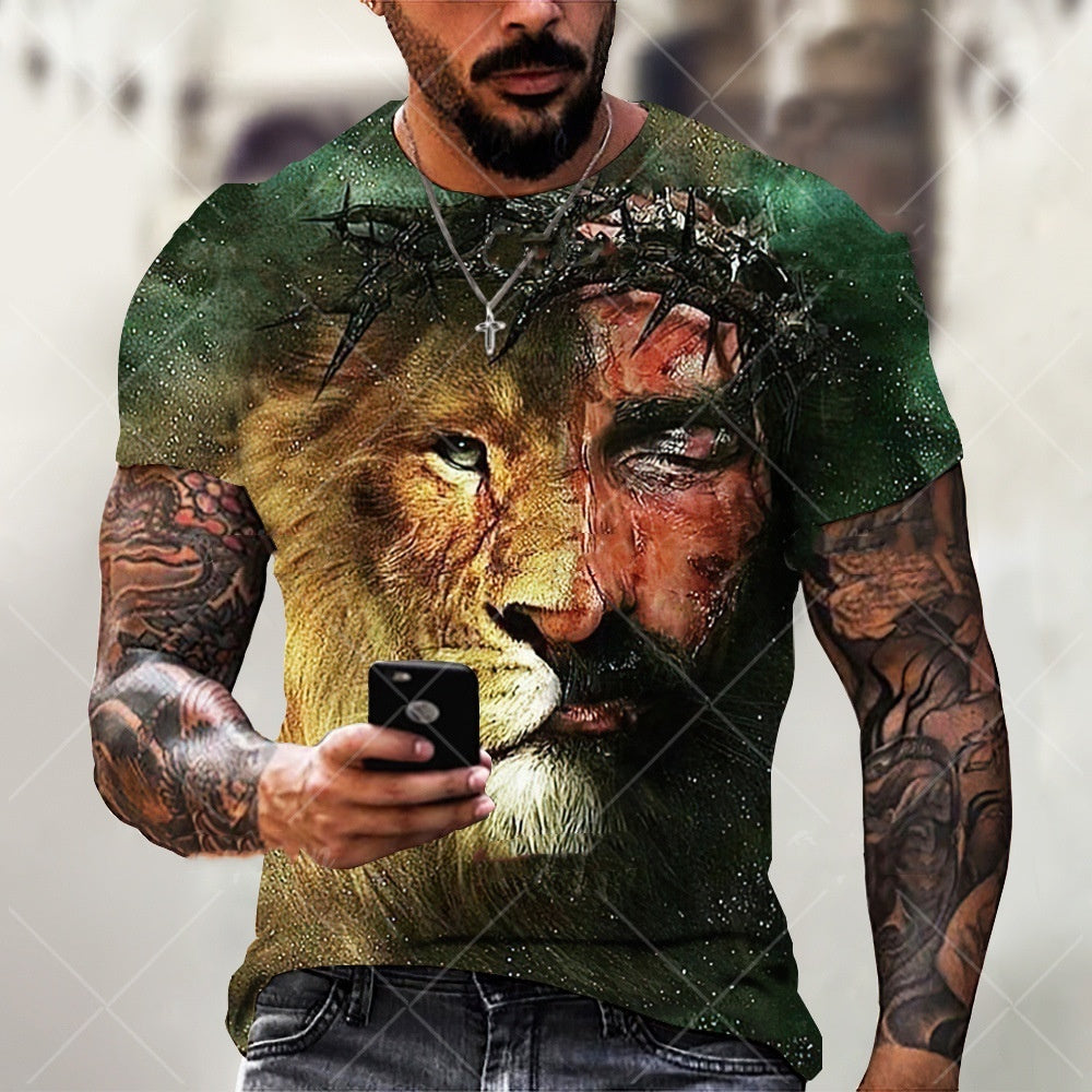 New 3D Printed Jesus Pattern Breathable Quick-drying T-shirt