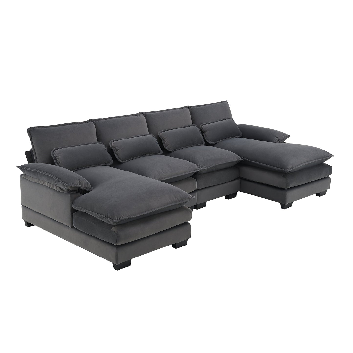 New Modern U-shaped 6-seat Upholstered Sleeper Sofa with Chaise Lounge