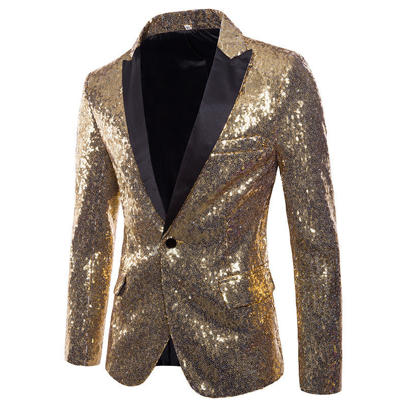 NEW Men's Banquet Stage Costume Bar Sequin Suit Jacket