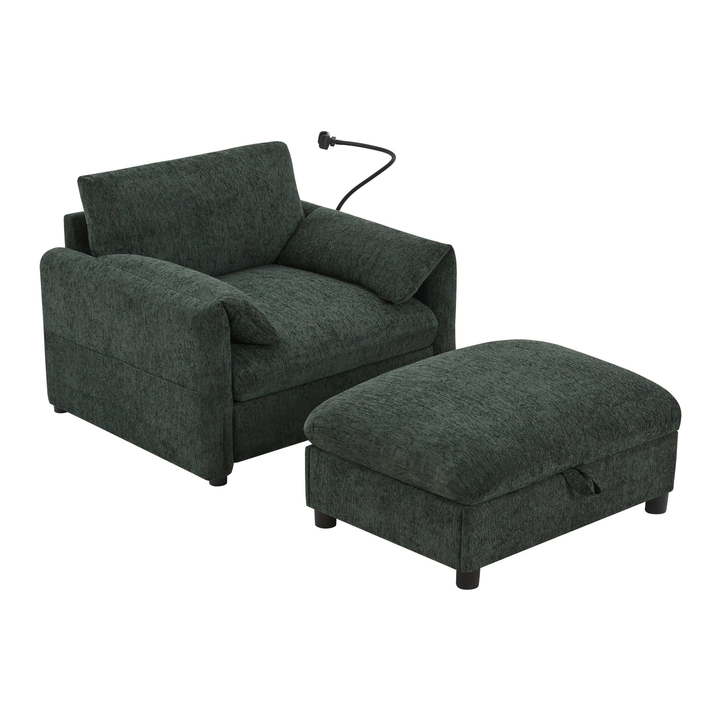 New Chenille Wide Seat Chaise Lounge