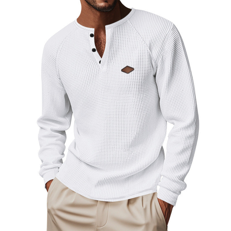 New Waffle Buckle Quick-drying Raglan Henry Long Sleeve