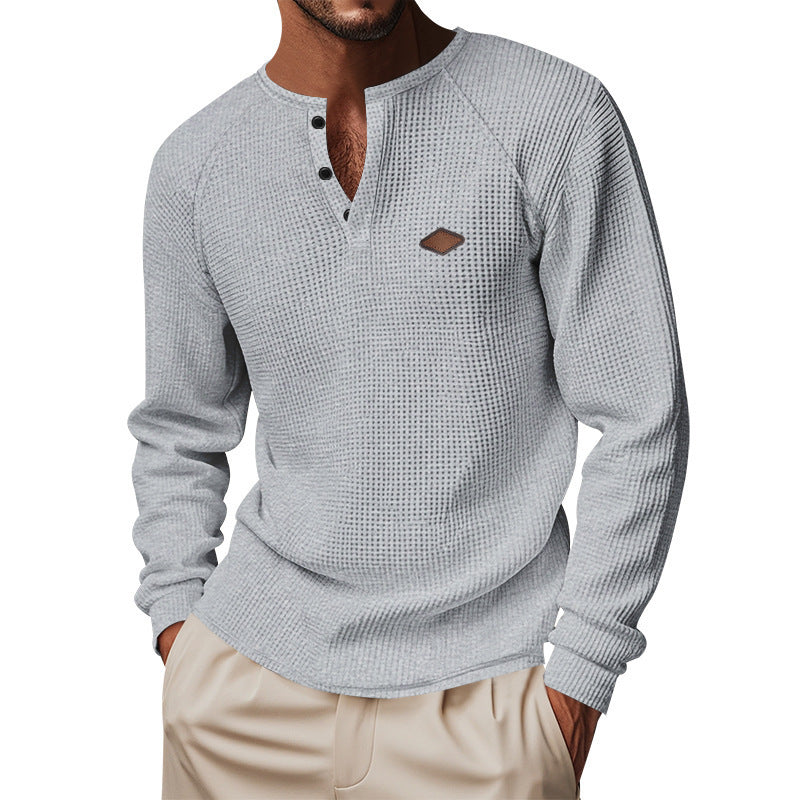 New Waffle Buckle Quick-drying Raglan Henry Long Sleeve