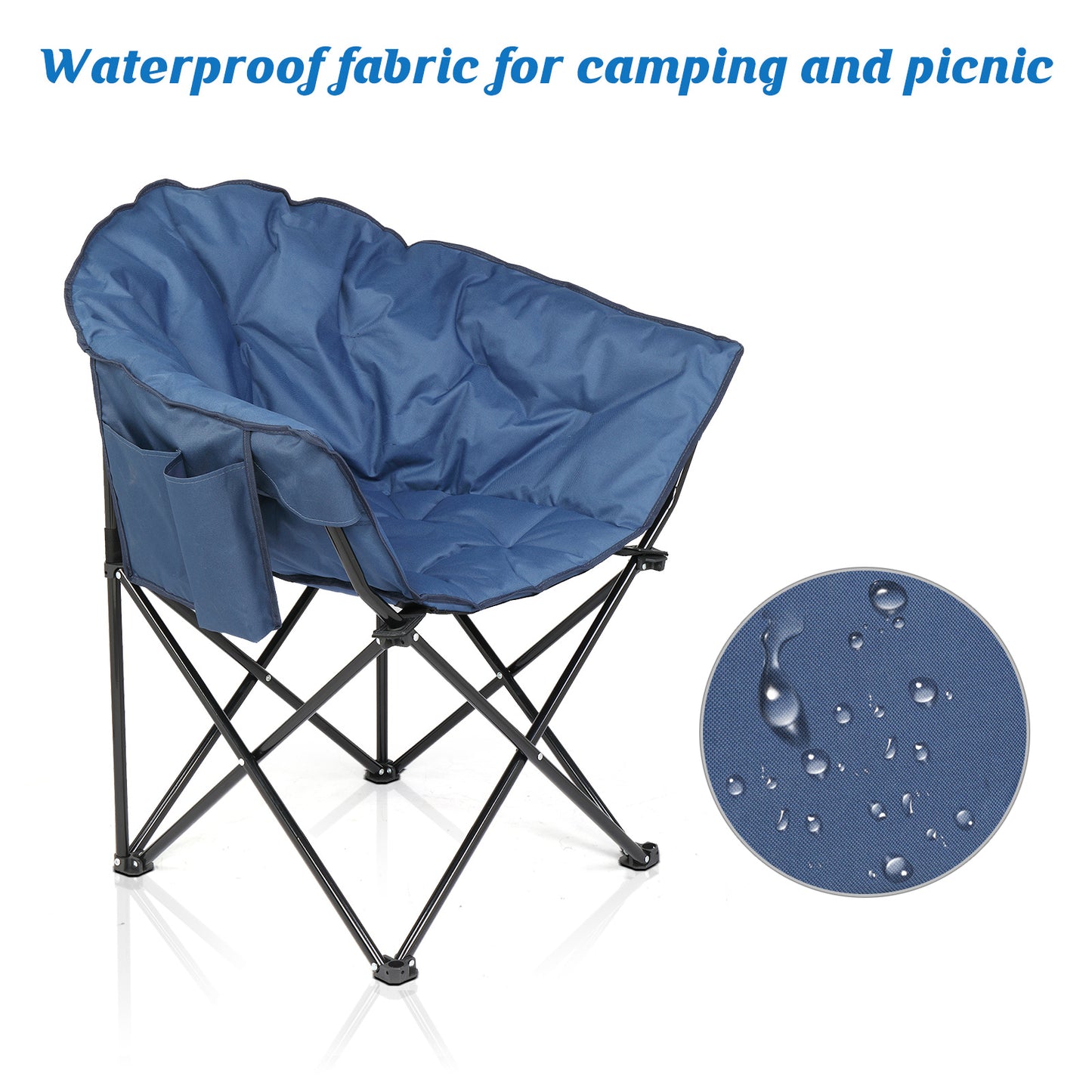 NEW Blue Folding 300lb Steel Frame Portable Camping Moon Chair