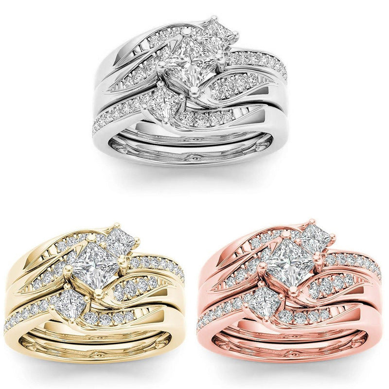 NEW European And American Couple Ring Gold-plated Inlaid