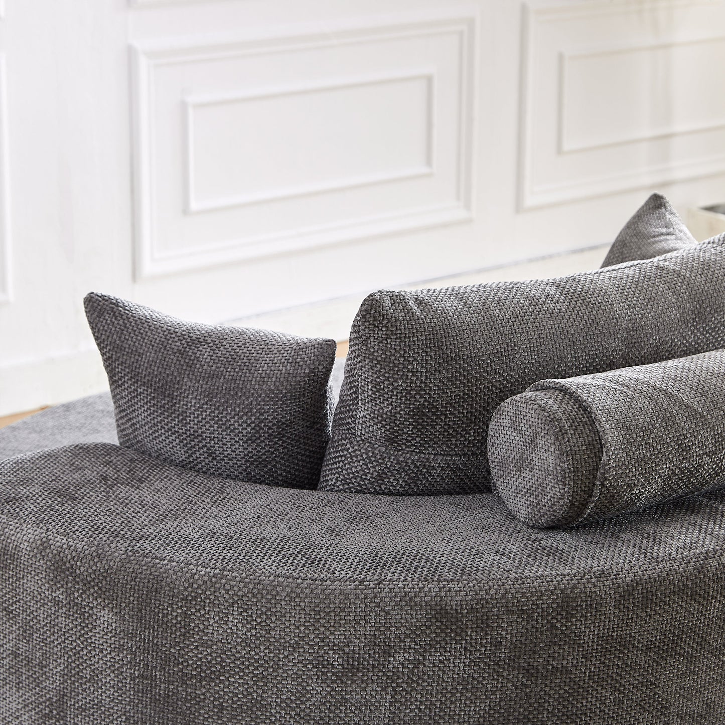 NEW 55''L Chenille Foam Single Swivel Fluffy Modern Sleeper 360 Degree Swivel Chair