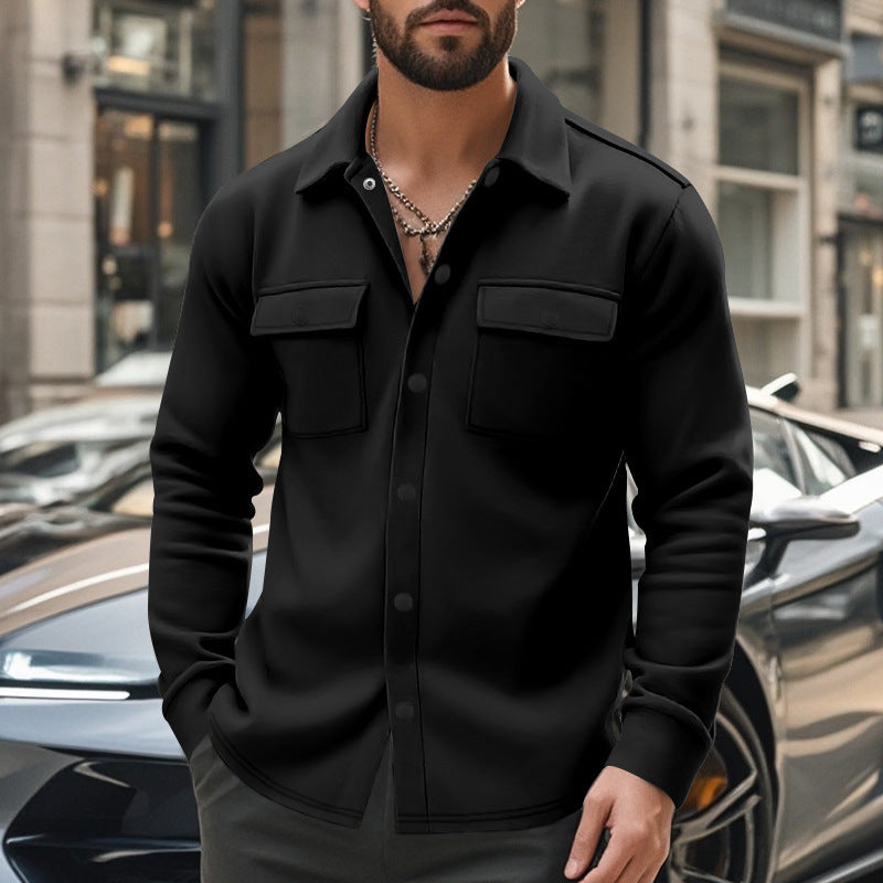 New Men's Lapel Multi-pocket Single-breasted Jacket