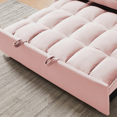 NEW Modern Velvet Loveseat Futon Sofa Couch W Pullout Bed, Small Love Seat Lounge Sofa W Reclining Backrest, Toss Pillows, Pockets Furniture For Living Room,3 In 1 Convertible Sleeper Sofa Bed
