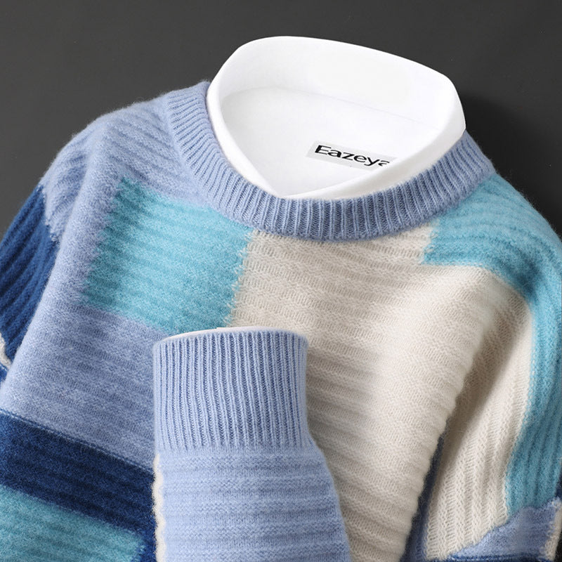New Cashmere Sweater Men's Loose Round Neck Multicolor