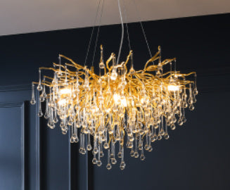 NEW Postmodern Light Fixture Luxury Chandelier Water Drop Crystal Lamp Atmosphere