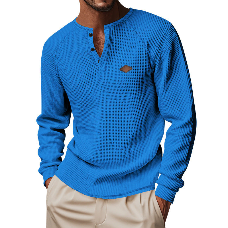 New Waffle Buckle Quick-drying Raglan Henry Long Sleeve