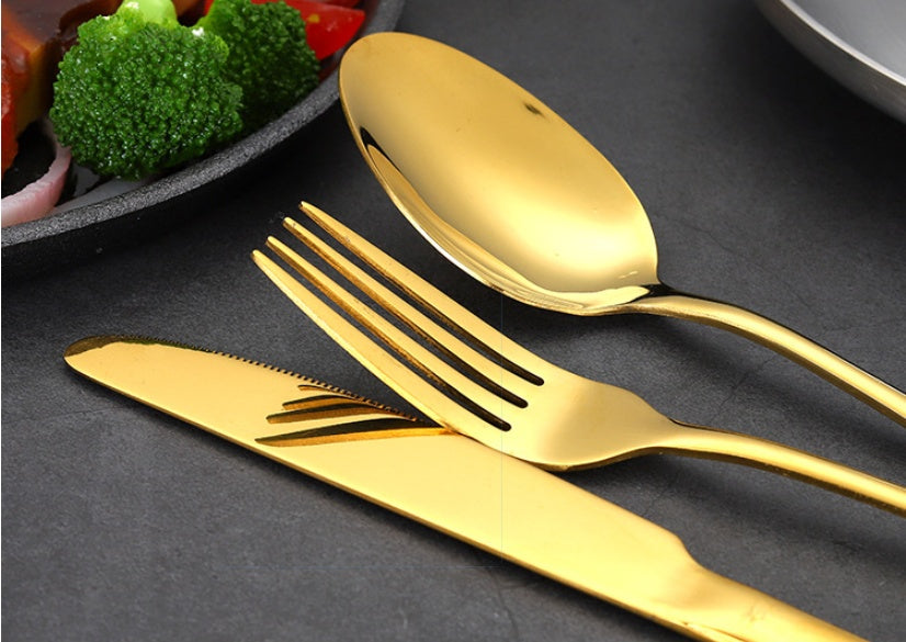 NEW High-end Stainless Steel Tableware 24pc Spoon Knife Fork Set
