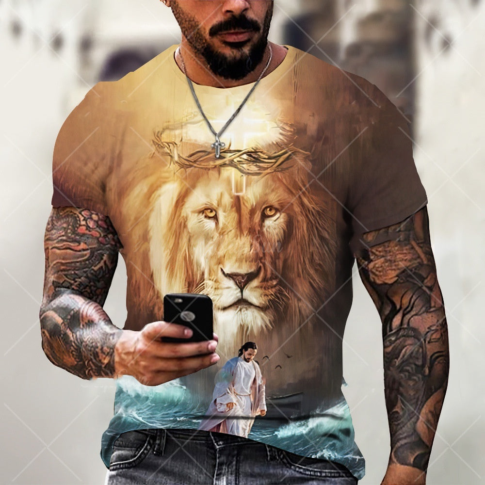 New 3D Printed Jesus Pattern Breathable Quick-drying T-shirt