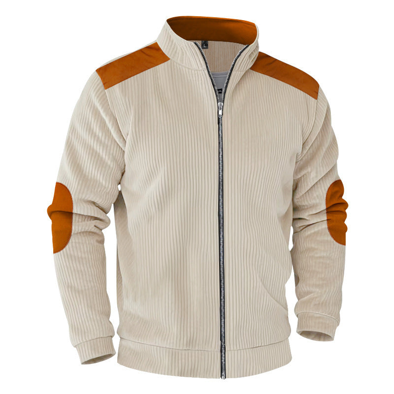 New Retro Stand Collar Zipper Cardigan Casual Jacket For Men
