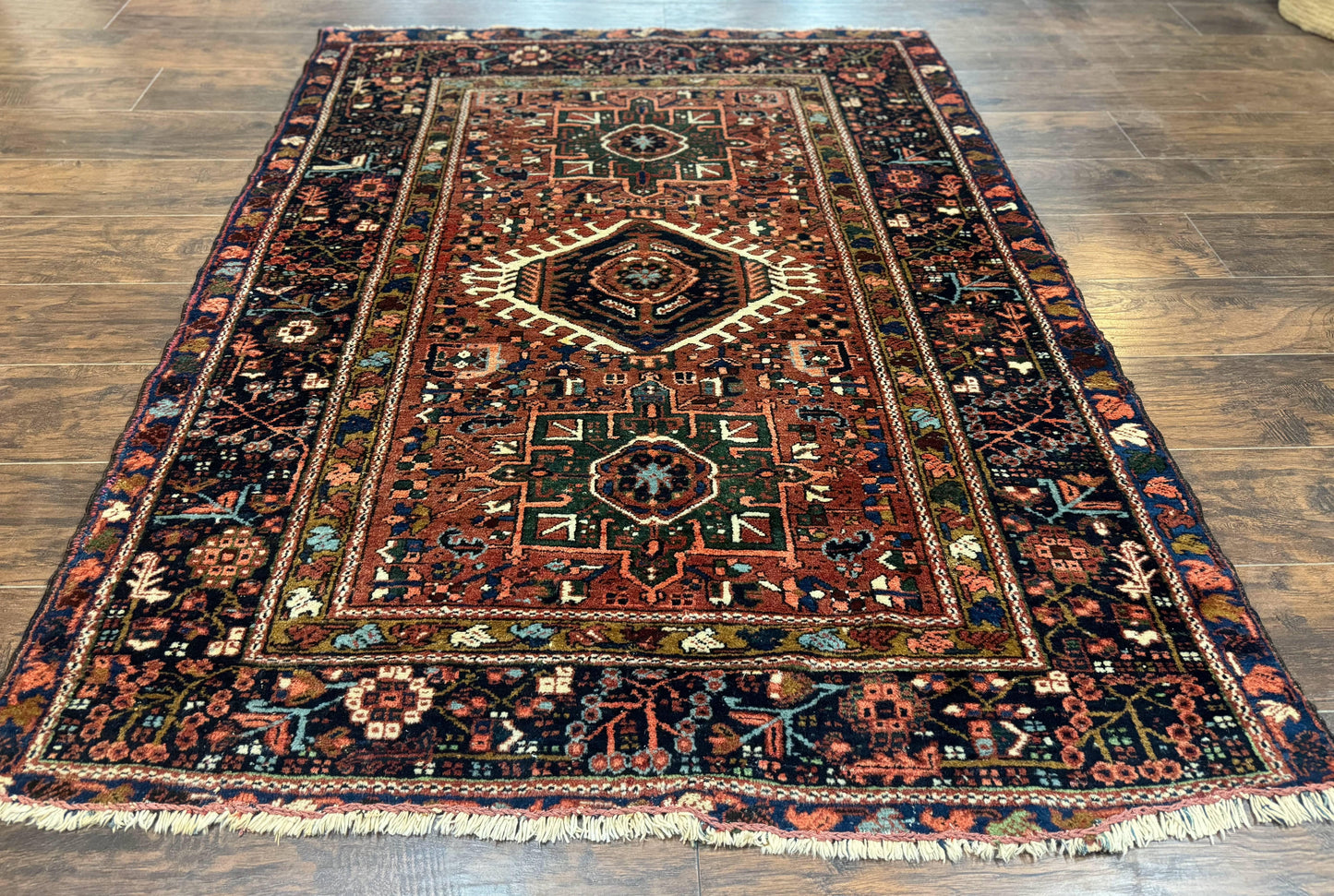 USED Antique Persian Karajeh Heriz Rug 5x6