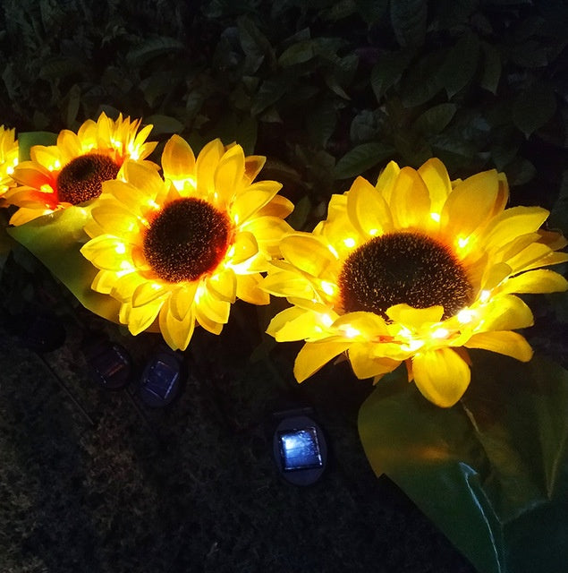 NEW LED Solar Sunflower Lamps Solar Light Pathway Landscape Decorative Lights