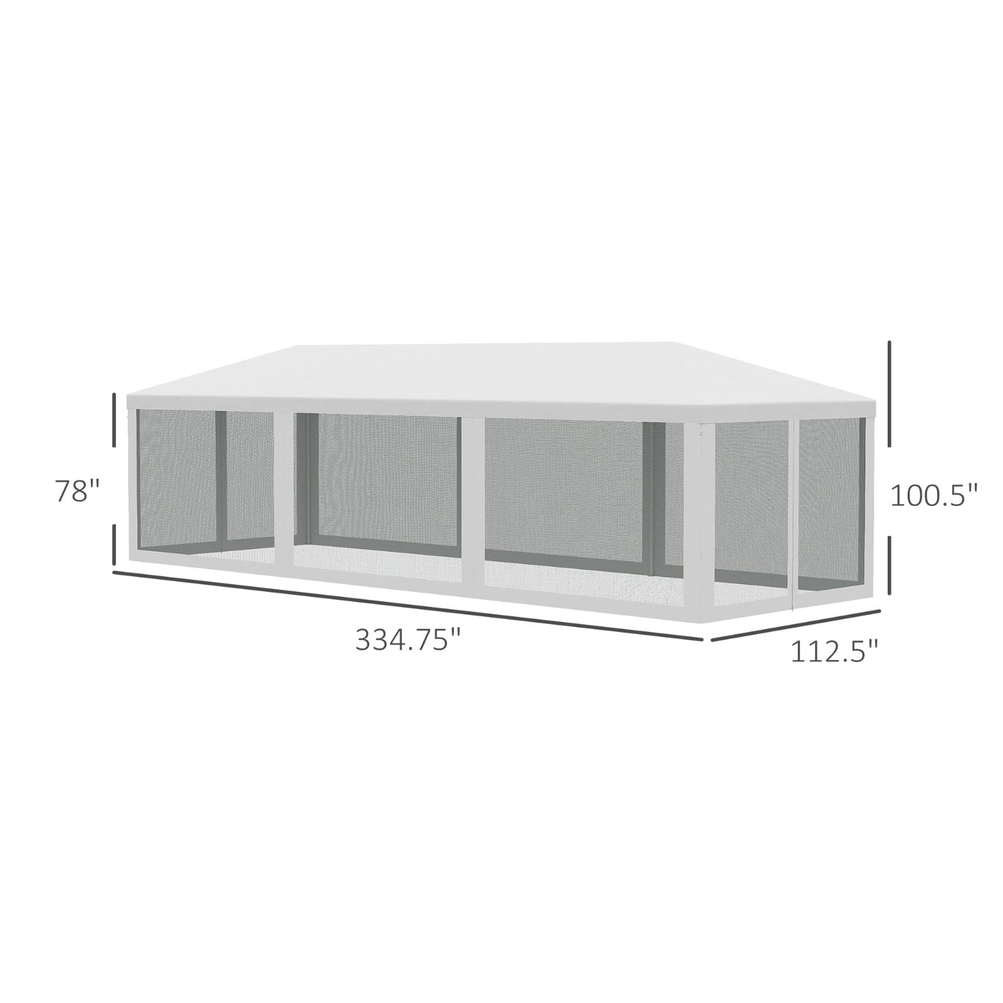 NEW Outsunny 10' X 28' Party Tent Canopy, Outdoor Event Shelter Gazebo With 8 Removable Mesh Sidewalls,