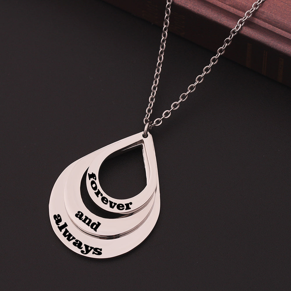 New Customized 3 Water Droplet Engraving Name Stainless Steel Jewelry Pendant Necklaces For Women Personalized Gift