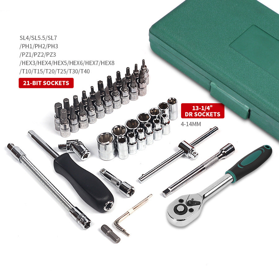 NEW Car Repair Tool 46pcs Inch Socket Set Car Repair Tool Ratchet Torque Wrench Combo Tools Kit Auto Repairing Tool Set