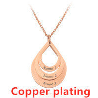 New Customized 3 Water Droplet Engraving Name Stainless Steel Jewelry Pendant Necklaces For Women Personalized Gift