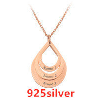 New Customized 3 Water Droplet Engraving Name Stainless Steel Jewelry Pendant Necklaces For Women Personalized Gift
