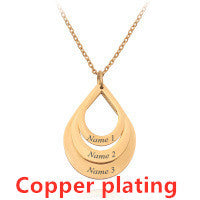New Customized 3 Water Droplet Engraving Name Stainless Steel Jewelry Pendant Necklaces For Women Personalized Gift