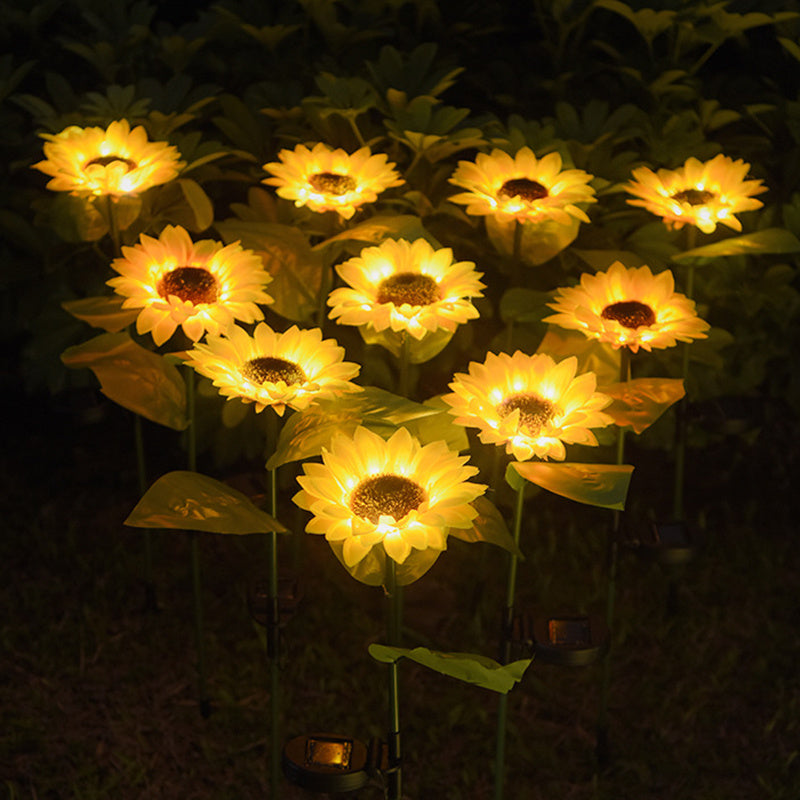 NEW LED Solar Sunflower Lamps Solar Light Pathway Landscape Decorative Lights