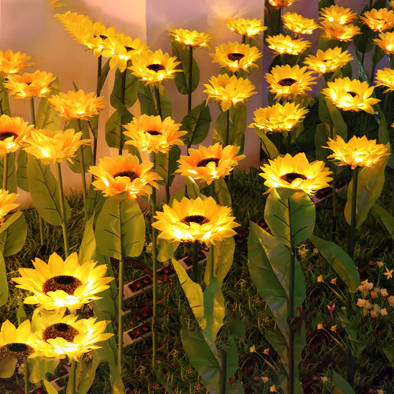 NEW LED Solar Sunflower Lamps Solar Light Pathway Landscape Decorative Lights