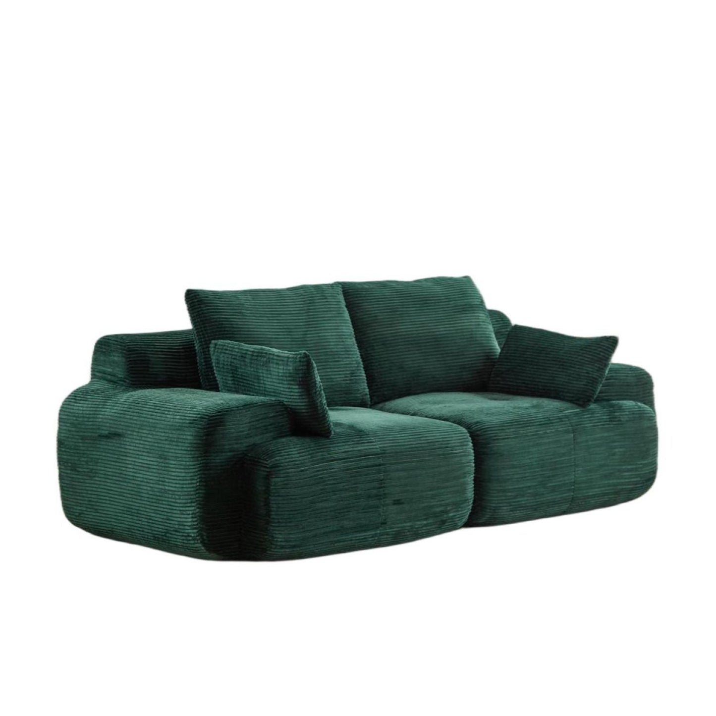 NEW Modern Memory Foam Green Corduroy Fabric Extra Deep Loveseat Compressed Sofa 2 Seater Large Modular Sectional Sofa Couch
