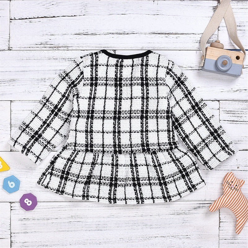 New Long-sleeved Dresses Two-piece Children's Baby Small Incense Wind Suit