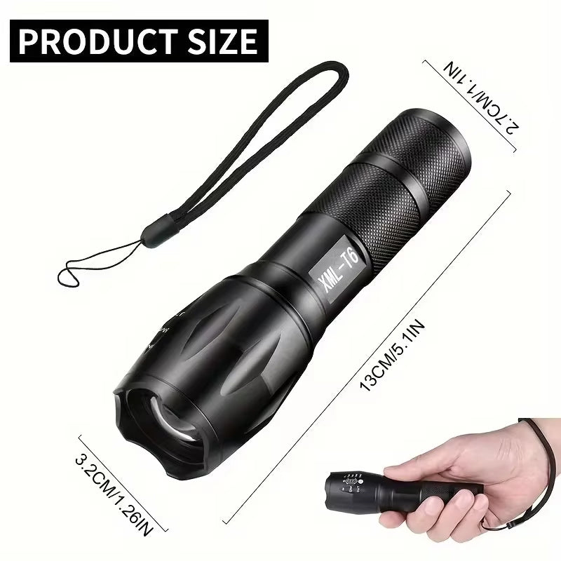 NEW High Power LED Tactical 5-Mode Light Zoom Waterproof Portable Outdoor Aluminum Alloy Flashlight Zoomable Searchlight Handheld Flash Light