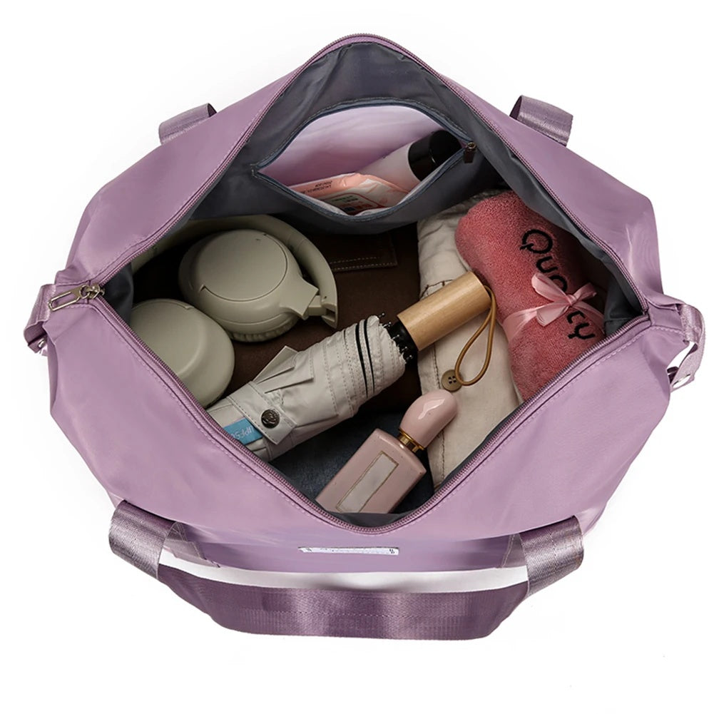 NEW Folding Luggage Bags Expandable Rolling Duffle Pack With Wheel Large Capacity Oxford Clot Dry-Wet Separation Outdoor Weekend Bag