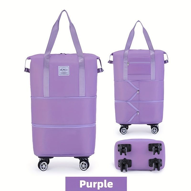 NEW Folding Luggage Bags Expandable Rolling Duffle Pack With Wheel Large Capacity Oxford Clot Dry-Wet Separation Outdoor Weekend Bag