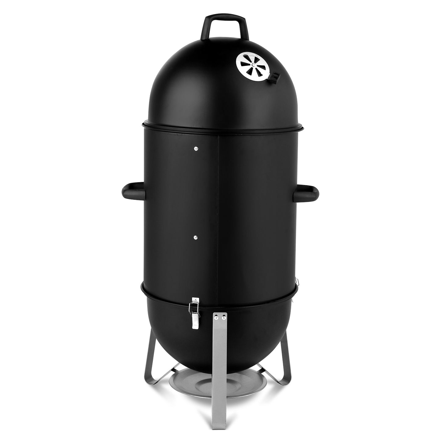 NEW Round 3 in 1 Vertical Steel Black 3-layer Oval Cylinder Smoker Iron Charcoal BBQ Grill