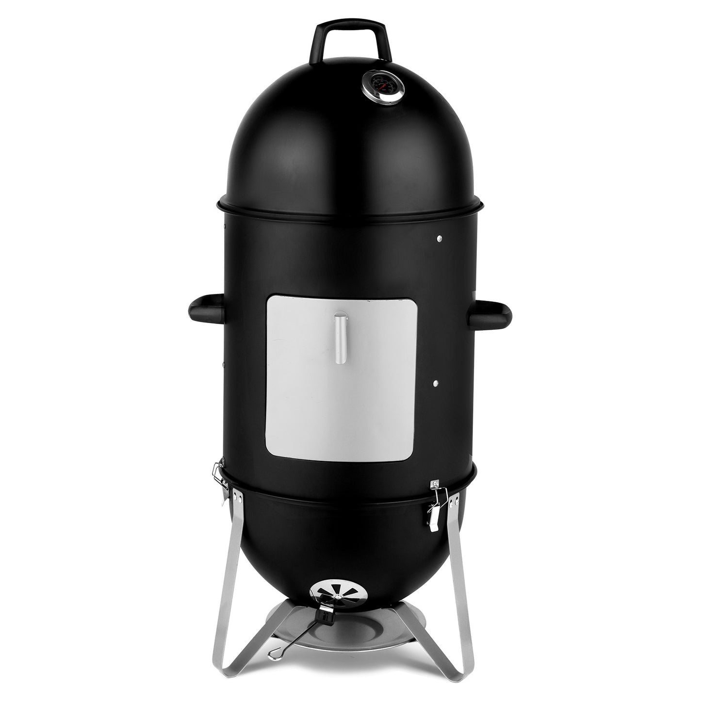 NEW Round 3 in 1 Vertical Steel Black 3-layer Oval Cylinder Smoker Iron Charcoal BBQ Grill