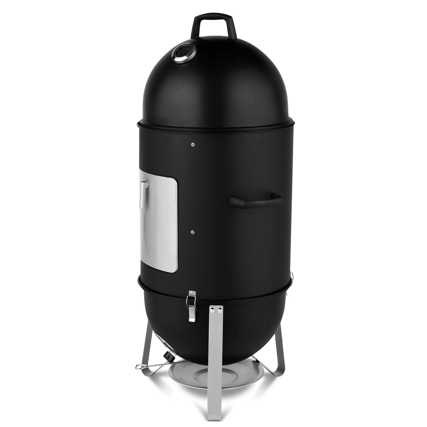 NEW Round 3 in 1 Vertical Steel Black 3-layer Oval Cylinder Smoker Iron Charcoal BBQ Grill