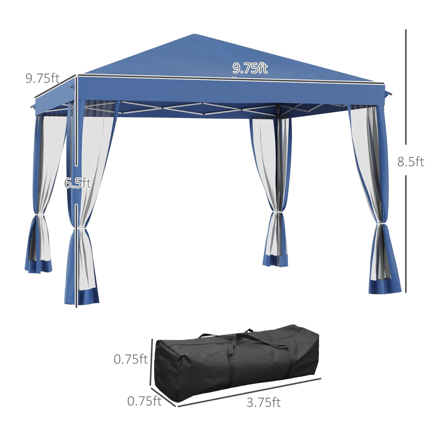 NEW Out sunny 10' X10' Pop Up Canopy Tent With Netting, Instant Gazebo, Ez Up Screen House Room With Car