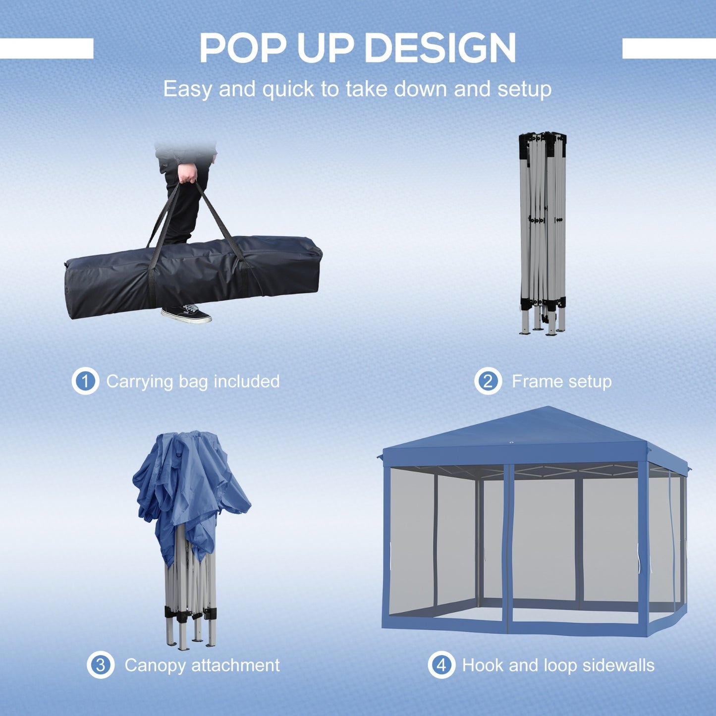 NEW Out sunny 10' X10' Pop Up Canopy Tent With Netting, Instant Gazebo, Ez Up Screen House Room With Car
