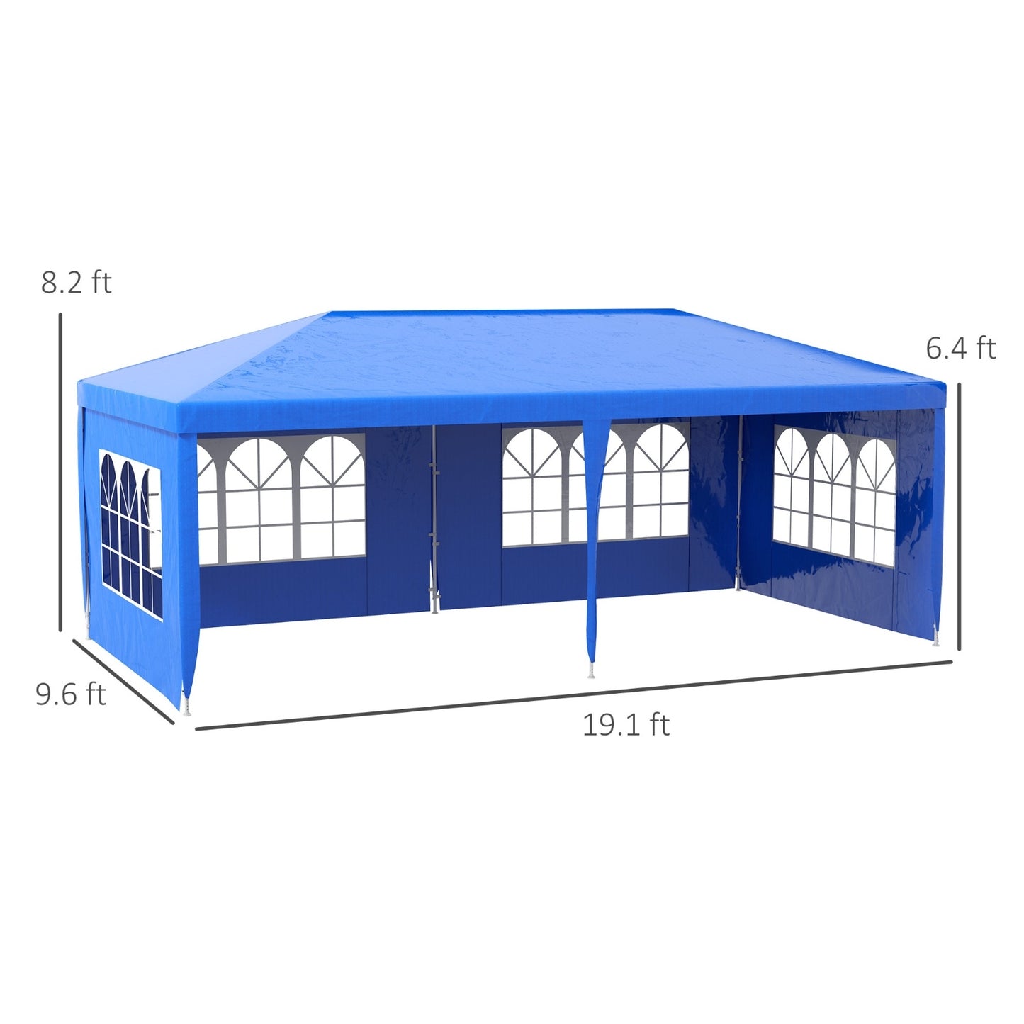 NEW Outsunny 9.6' X 19' Large Party Tent, Outdoor Event Shelter, Gazebo Canopy With 4 Removable Window S