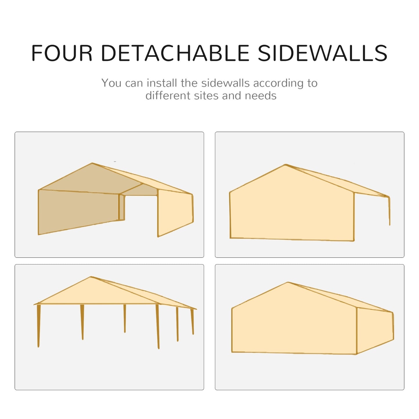 NEW Outsunny 9.6' X 19' Large Party Tent, Outdoor Event Shelter, Gazebo Canopy With 4 Removable Window S